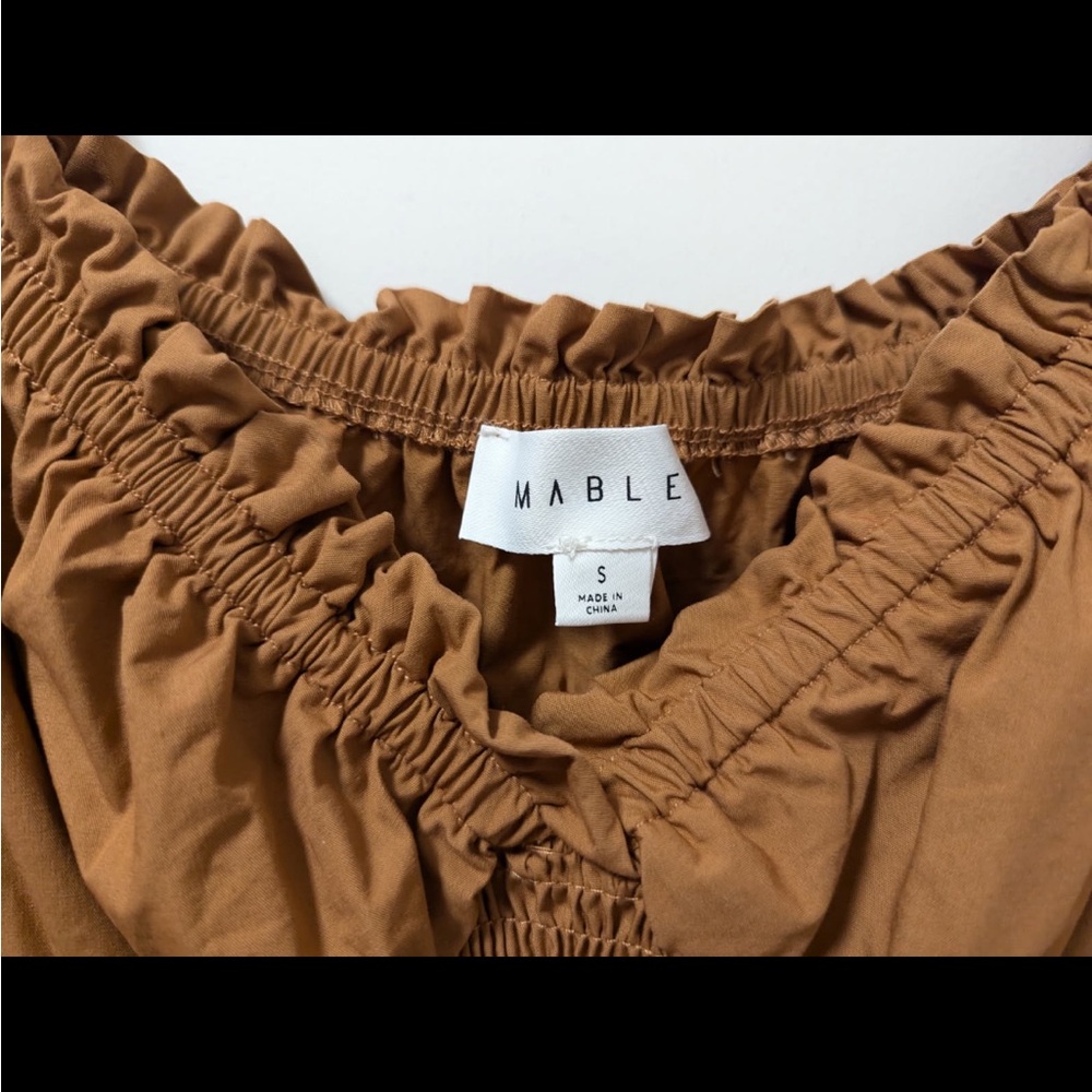 NWOT women’s size small Mable brand rust color lined puff sleeve dress - Picture 3 of 5